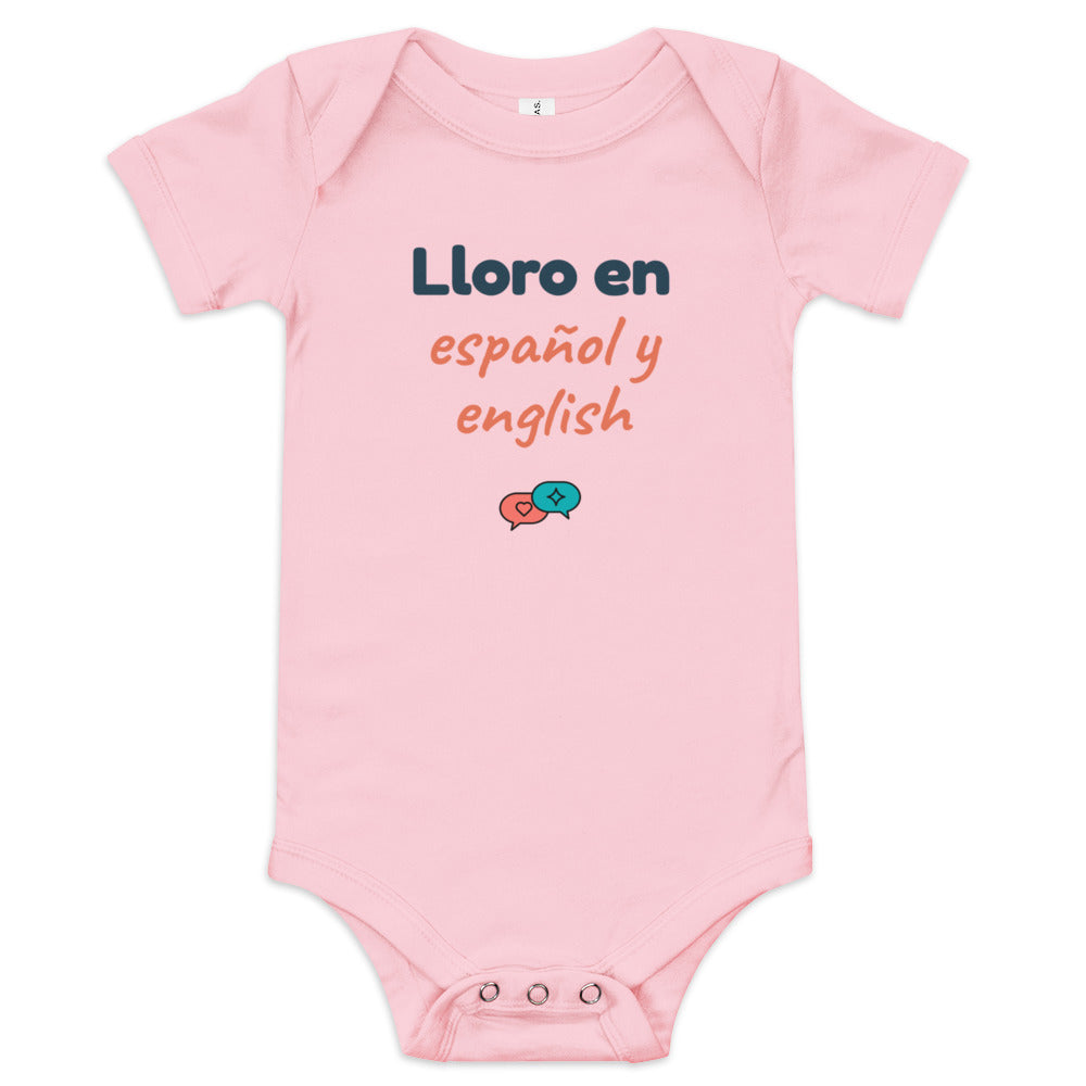 Body de bebé rosa — Lloro en Español y en English