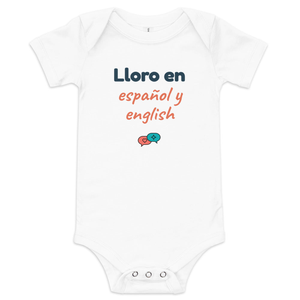 Body de bebé blanco — Lloro en Español y en English