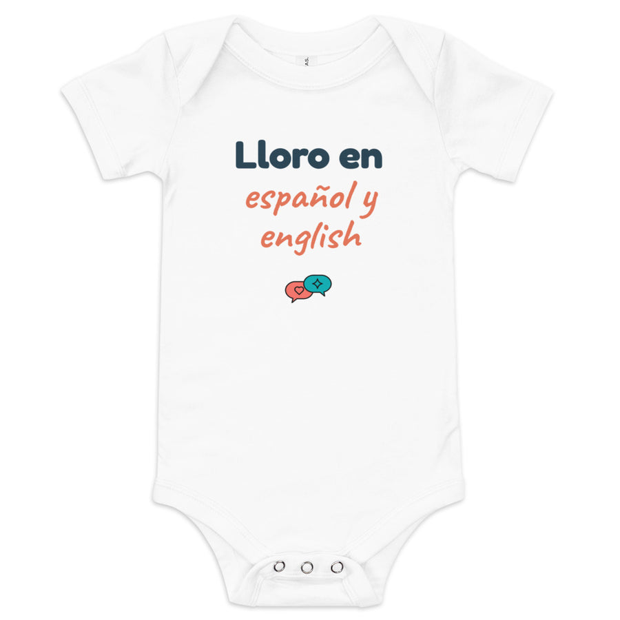 Body de bebé blanco — Lloro en Español y en English